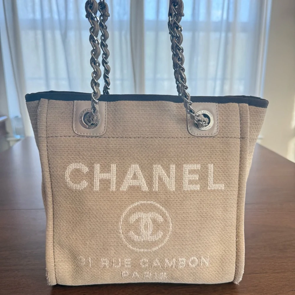 CHANEL Mini Deauville Canvas Tote | 100% Authentic - Picture 5 of 14